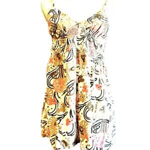 Angie Floral Top Size M Adjustable Spaghetti Straps Empire Elastic Boho Retro